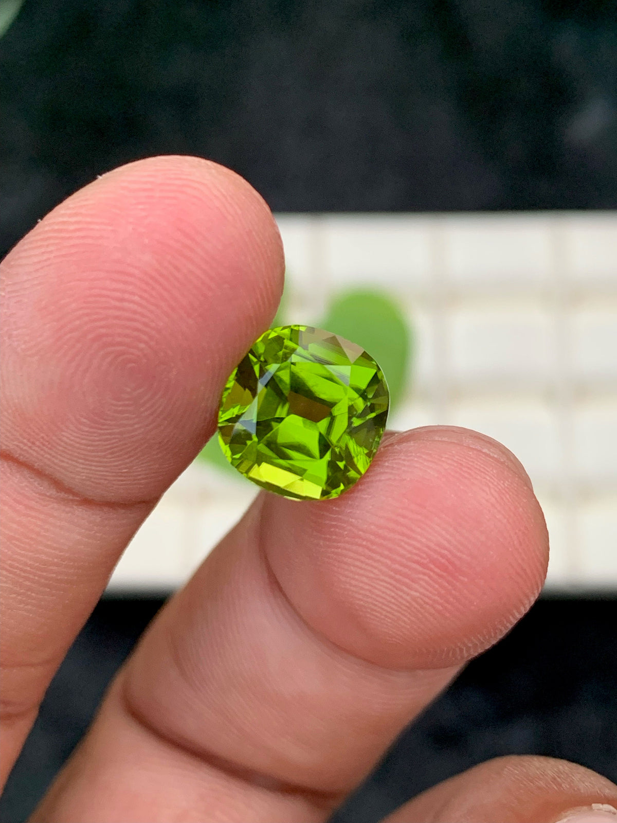 Lime Green Peridot Gemstone: 5 CT Cushion Cut, August Birthstone