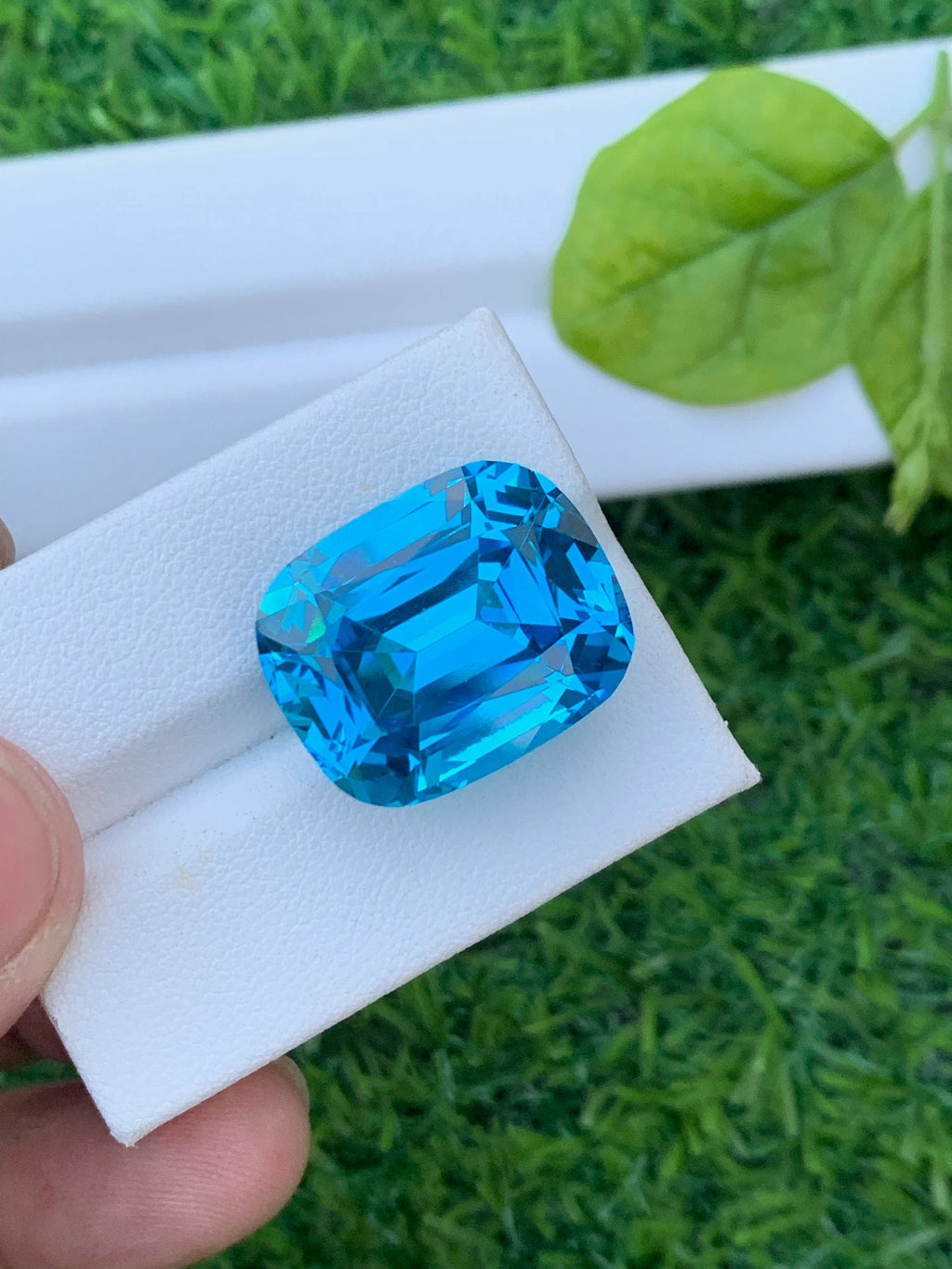 Electric Blue Topaz Gemstone: 35.65 CT Cushion Cut Swiss Topaz