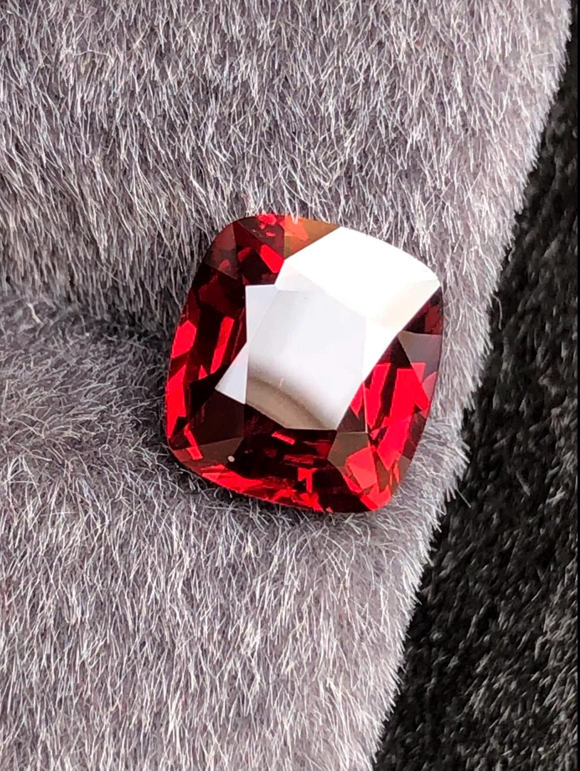 Vivid Red Spinel 2.55 Carat Cushion Cut Gemstone - Burma Origin