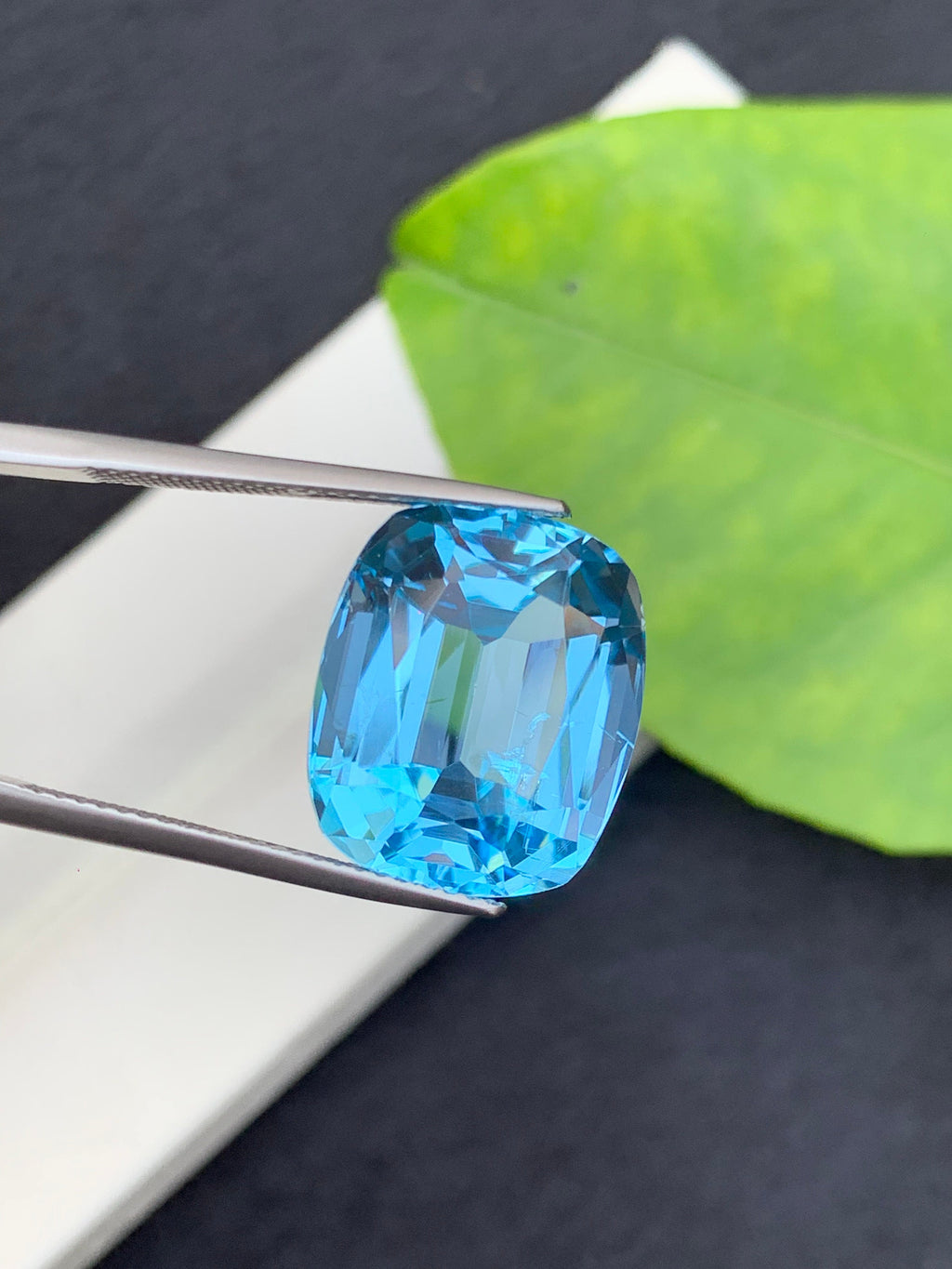 19 CT Swiss Blue Topaz Gemstone: Step Cushion Cut Loose Stone