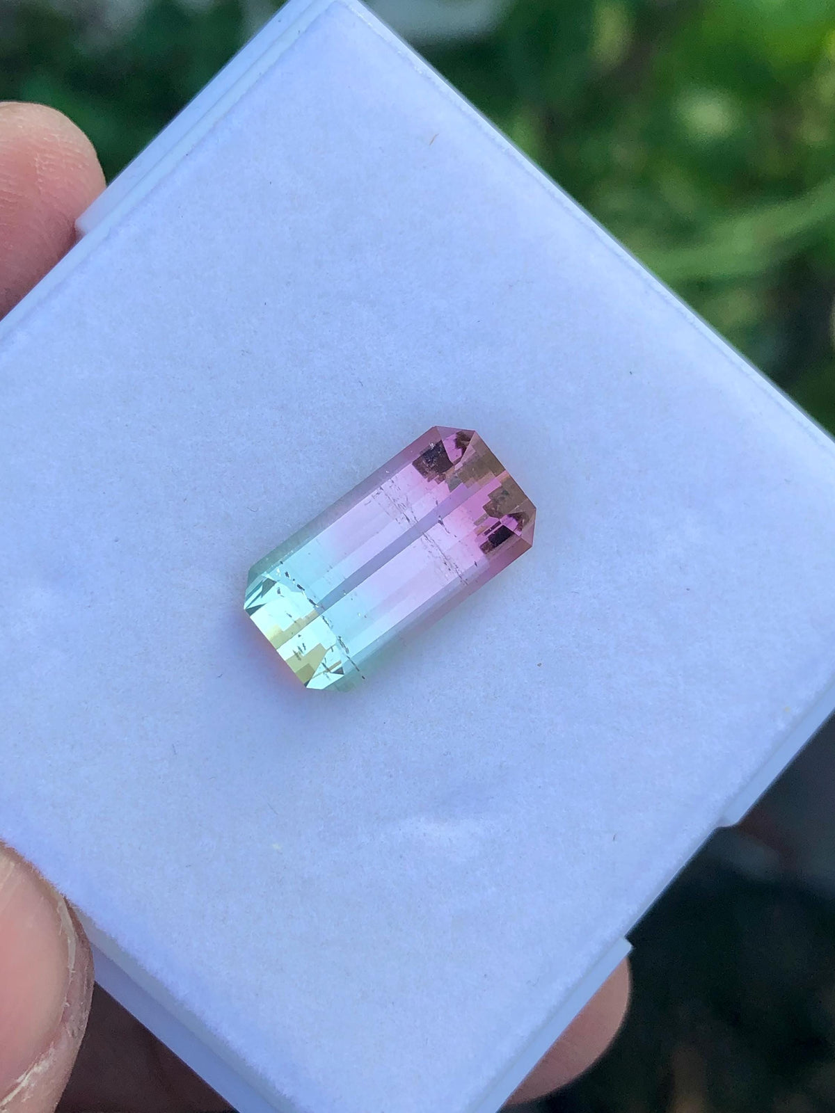 Emerald Cut Bi-Color Tourmaline Gemstone: 6.90 CT, Afghanistan Origin