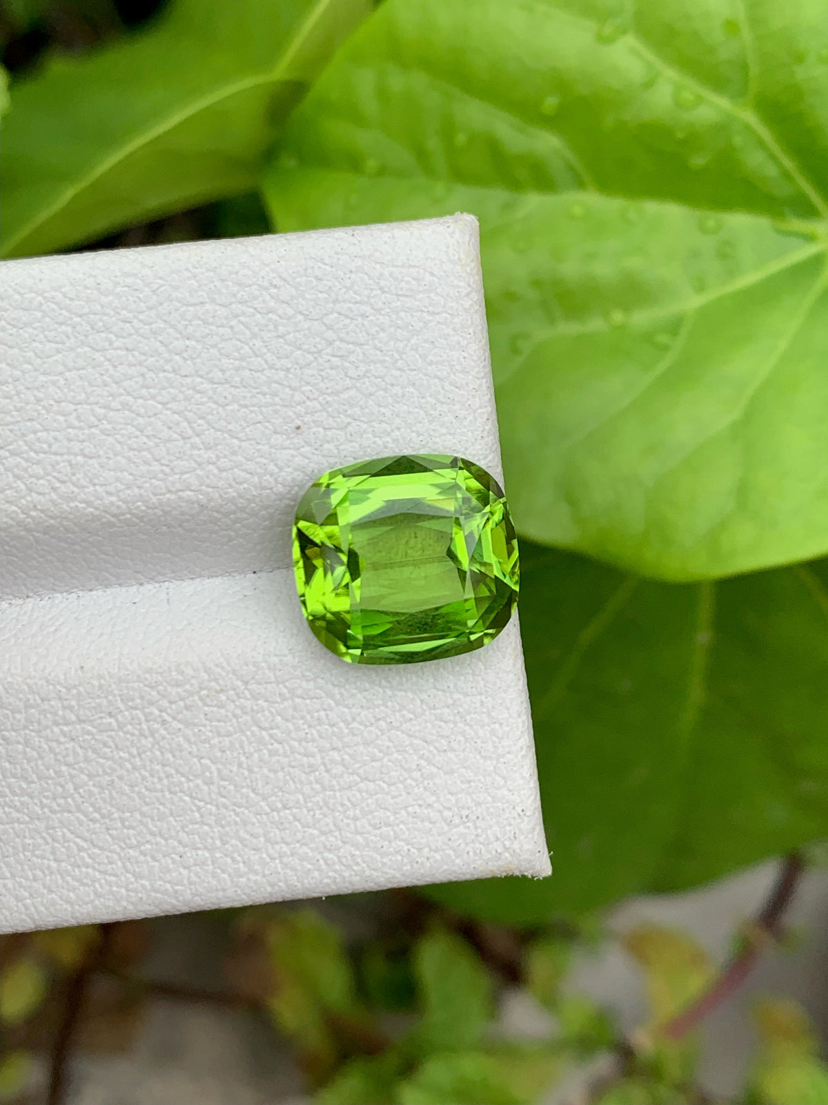 Cushion Cut Peridot Gemstone: Green Faceted Loose Stone, 4.75 CT