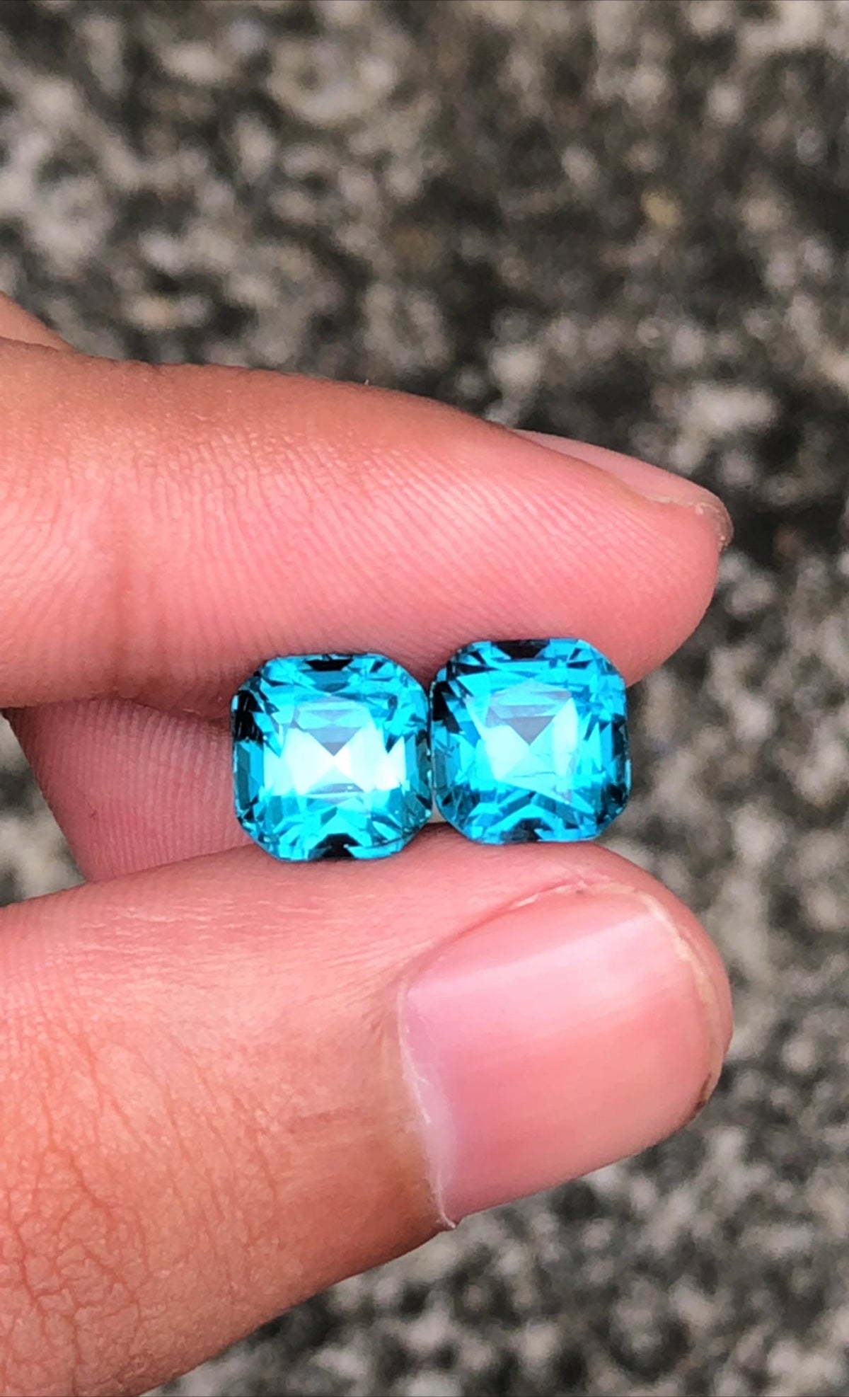 Lagoon Blue Tourmaline Stone Pair: Cushion Cut October Birthstone, 6.90 CT