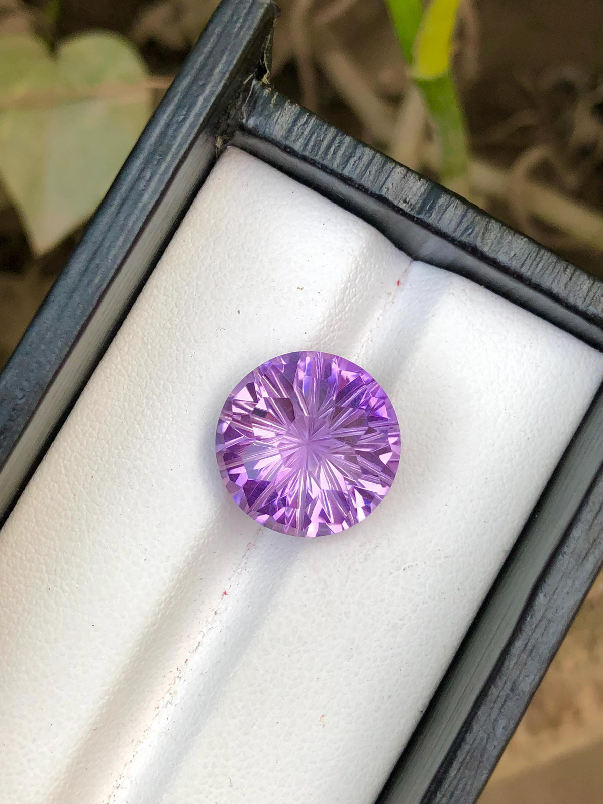 Laser Cut Round Amethyst Gemstone: Loupe Clean, 10.70 CT