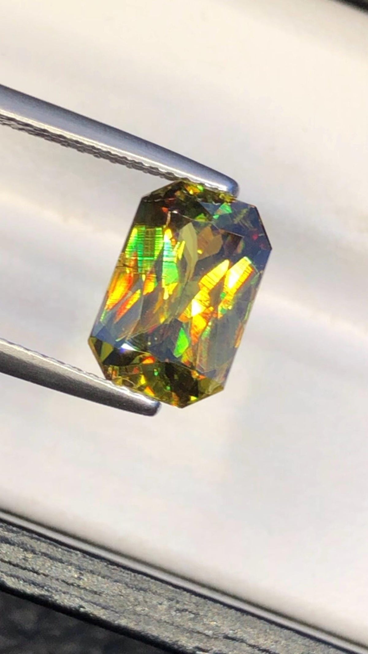 Emerald Cut Sphene Gemstone: Rare Trichroic Titanite, 3.35 CT
