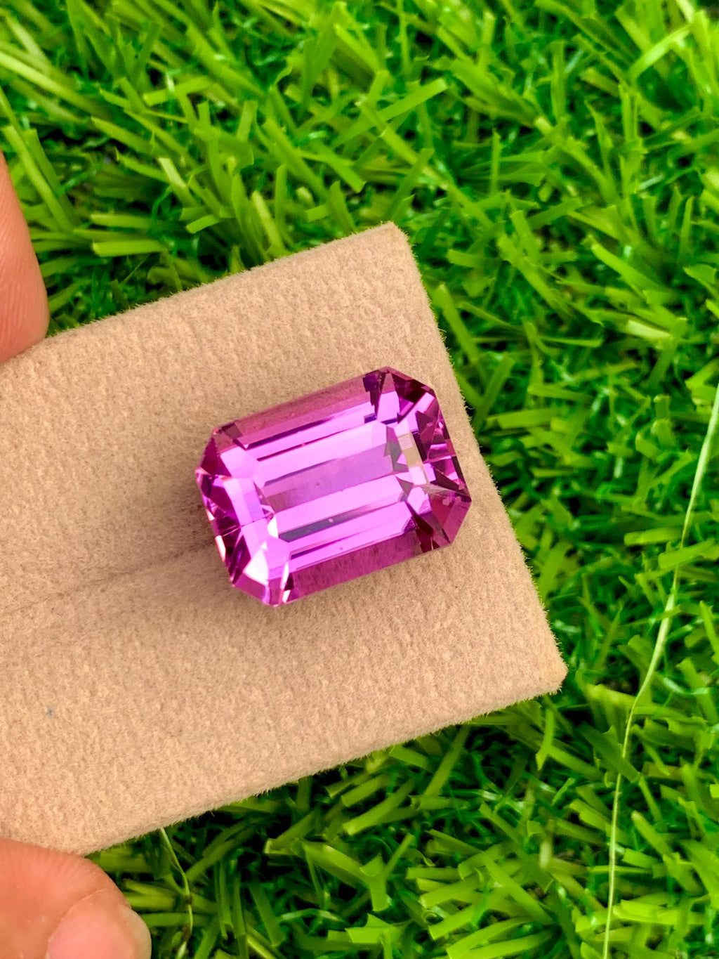 Deep Pink Kunzite Gemstone: Emerald Cut, 18.30 Carat, Afghanistan