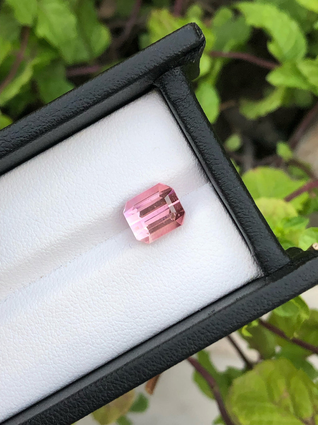 Natural Bi-Color Tourmaline Gemstone: Flamingo Pink & Hawks Blue, Emerald Cut (8.6x7.3x6.6 MM)