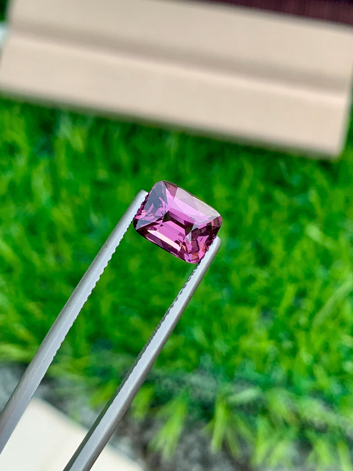 Purplish Pink Spinel Gemstone: 2.55 CT Cushion Cut, Tanzania