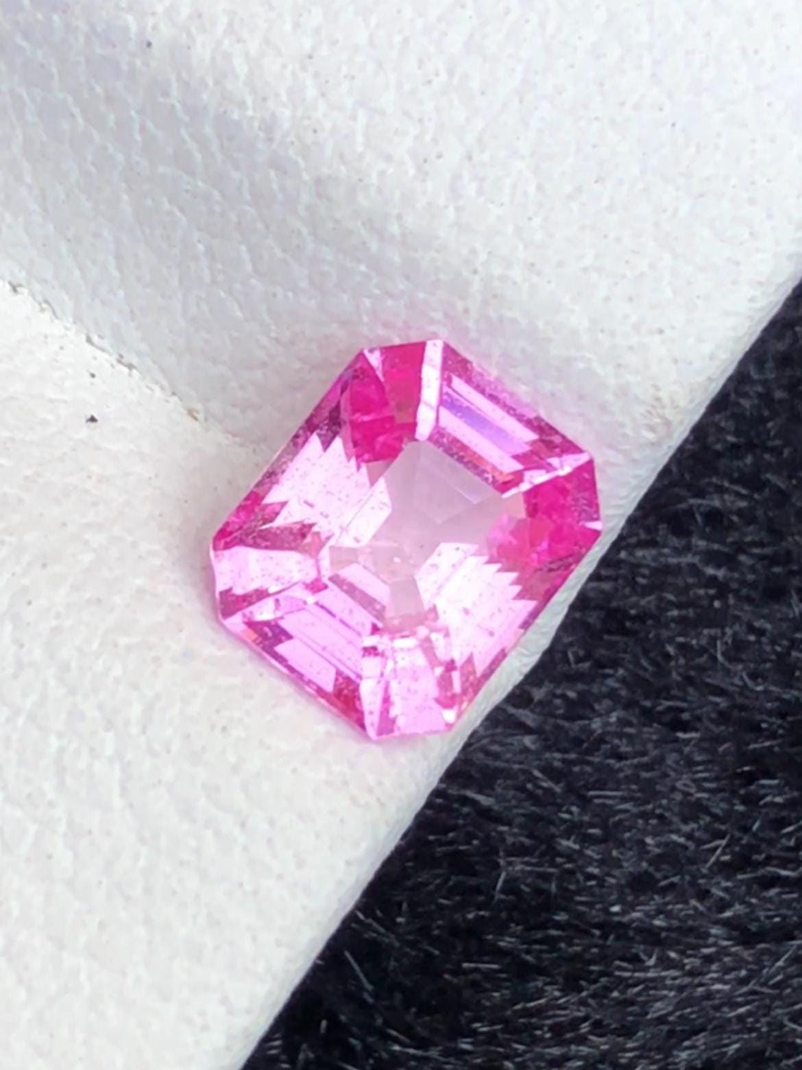 Pink Sapphire 1.24 ct Asscher Cut – No Heat Pink Gem from Sri Lanka