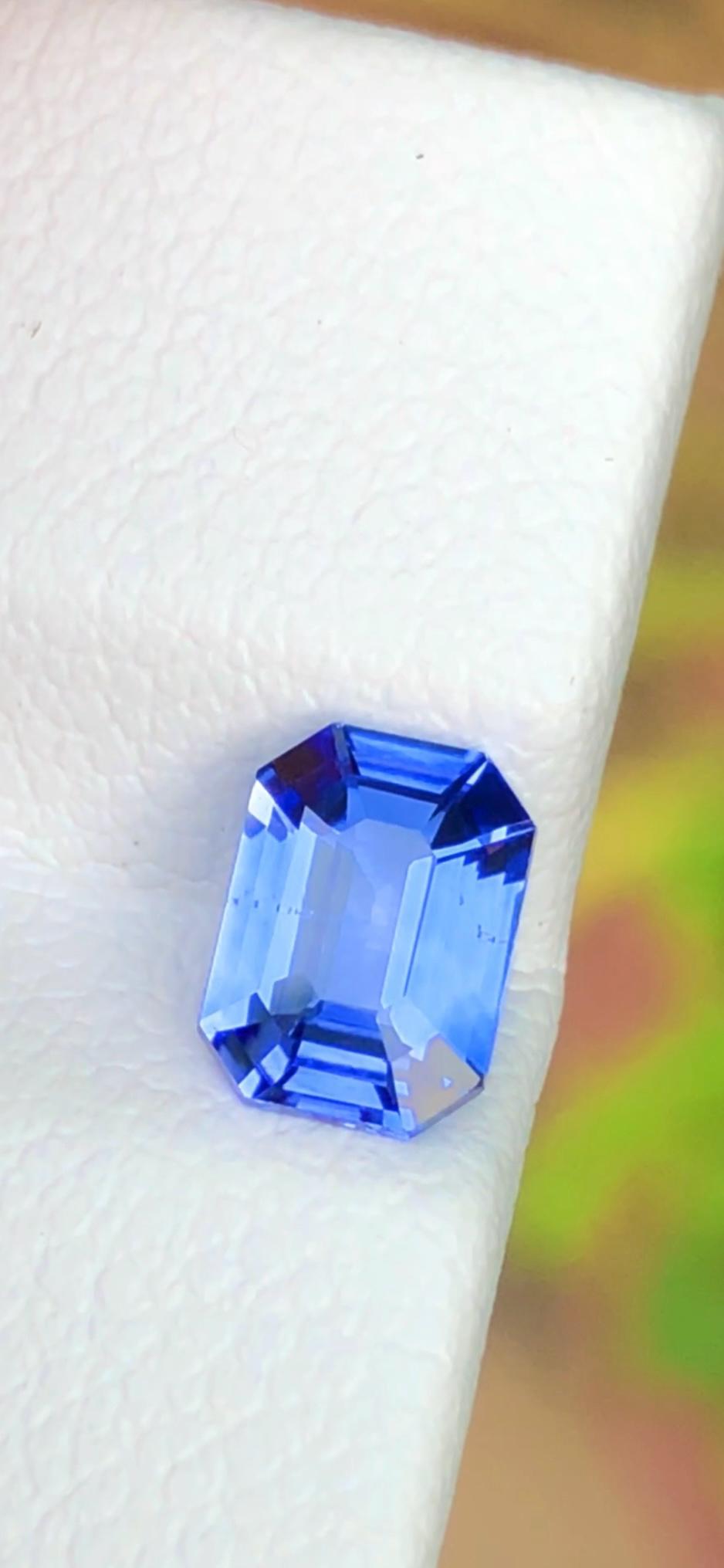 Royal Blue Sapphire 1.16ct Emerald Cut