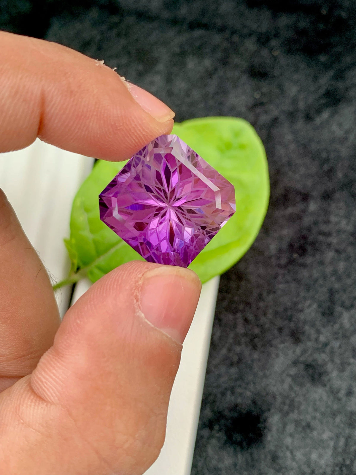 Deep Purple Amethyst Stone: 28.90 CTS, Square Asscher Cut Gem