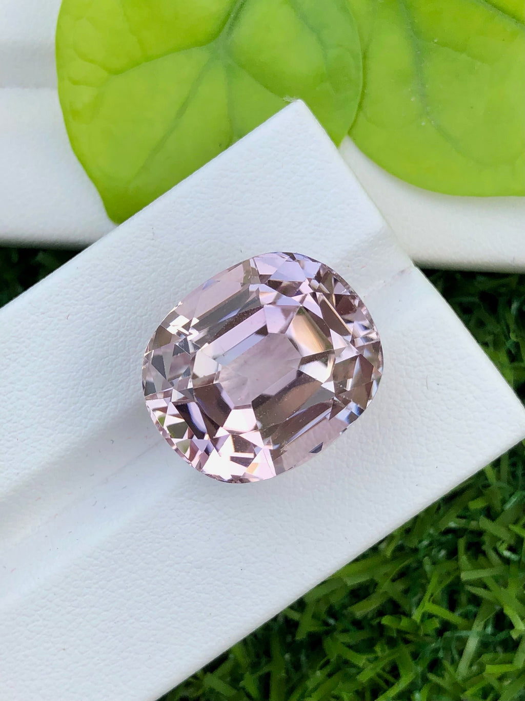 Peach Pink Kunzite Gemstone: 34.10 CT Faceted Cushion Cut