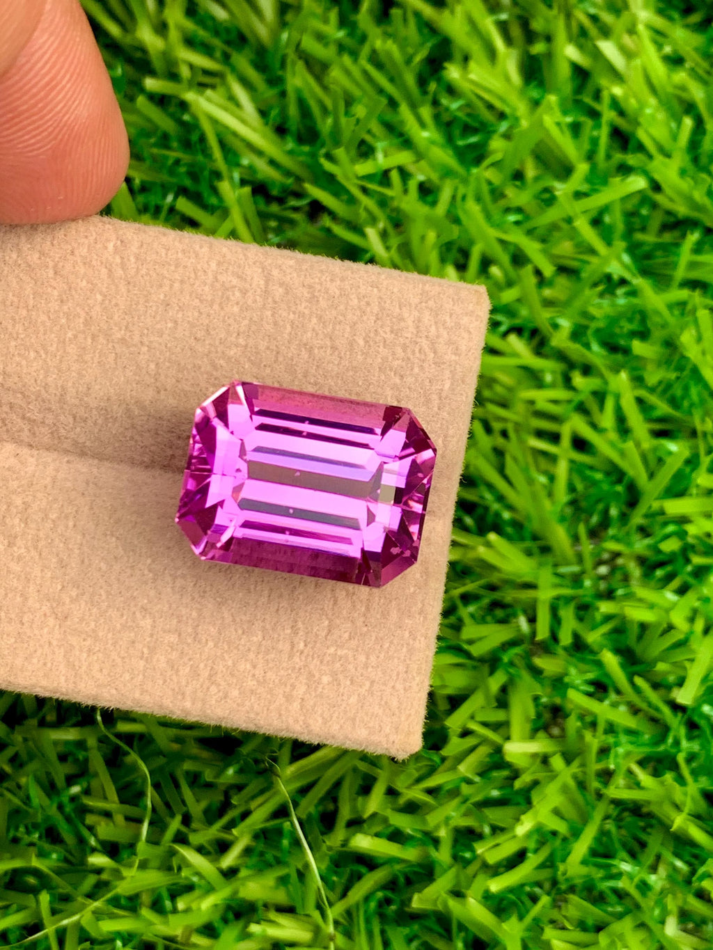 Deep Pink Kunzite Gemstone: Emerald Cut, 18.30 Carat, Afghanistan