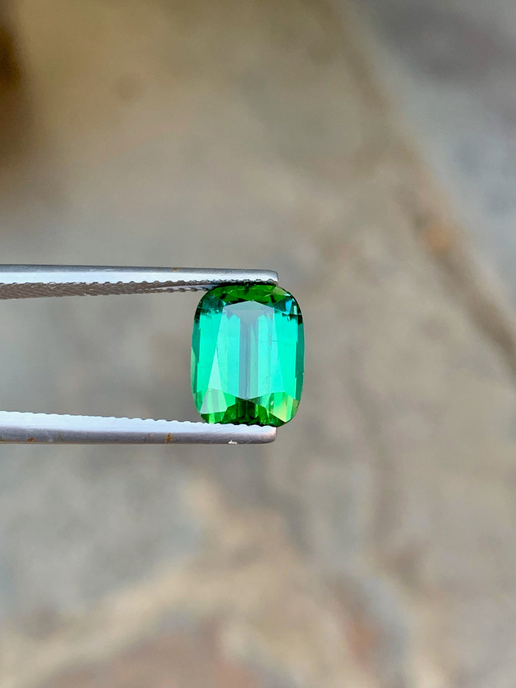 Bluish Green Tourmaline Gemstone: 3.75 CT Cushion Cut from Jaba Mine