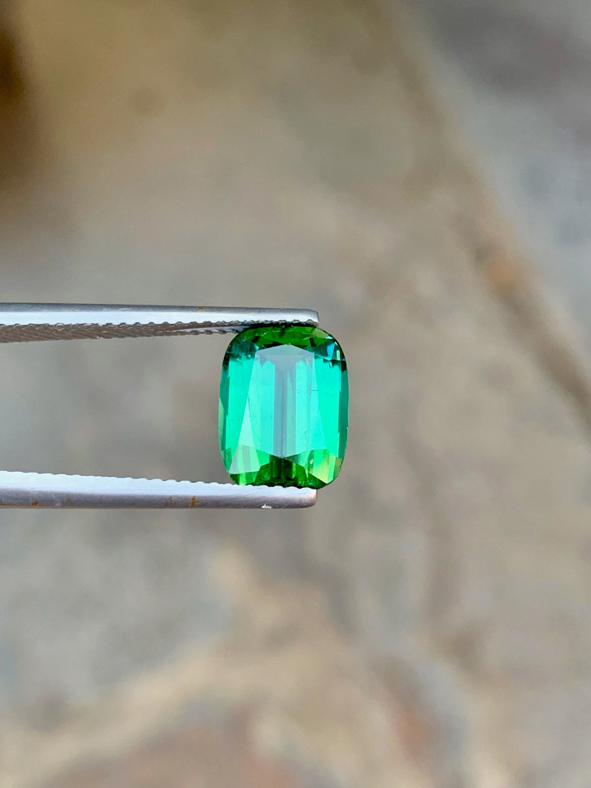 Bluish Green Tourmaline Gemstone: 3.75 CT Cushion Cut from Jaba Mine