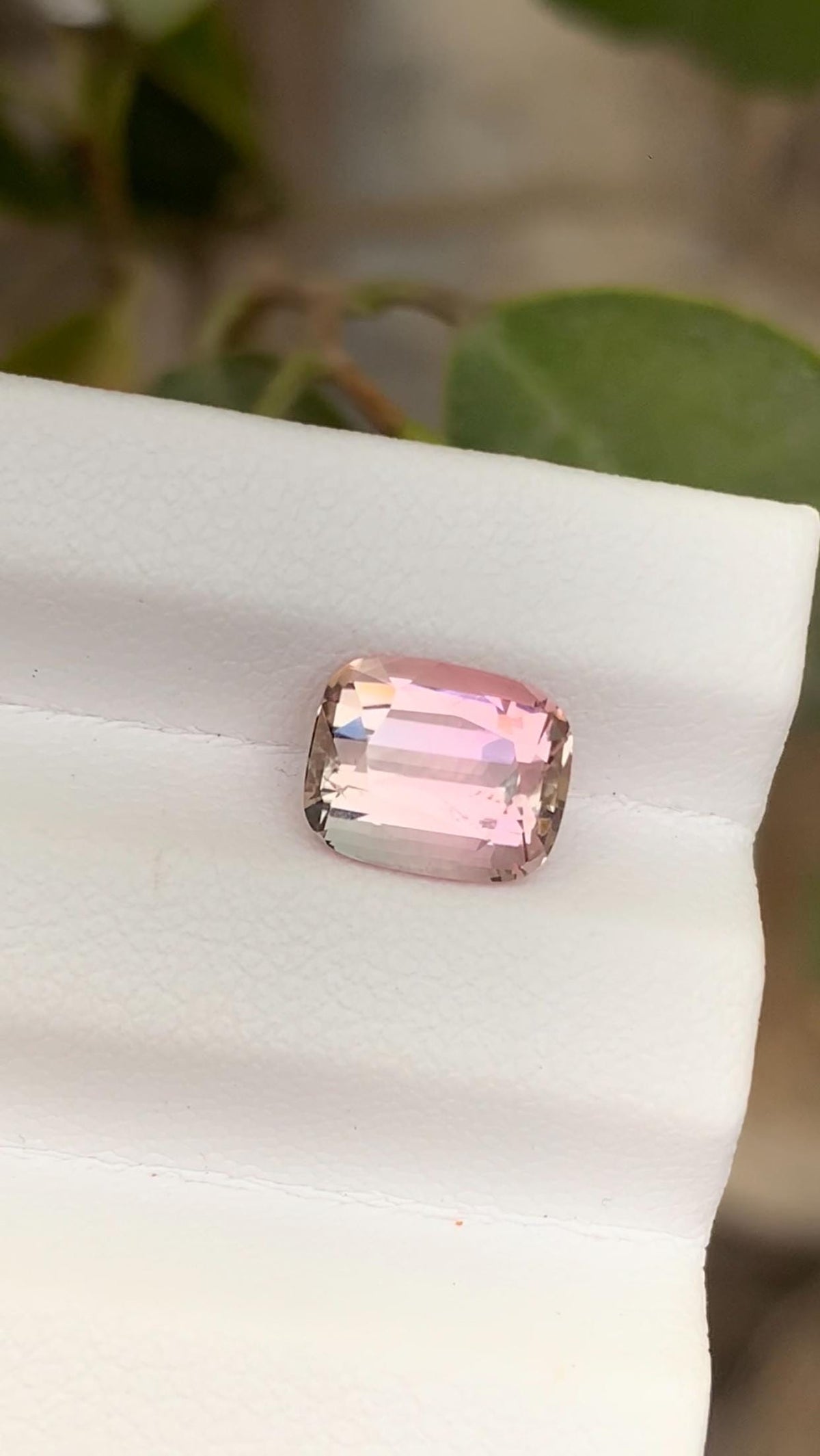 Bi-Color Tourmaline Gemstone: 1.90 Carat Faceted Cushion Cut