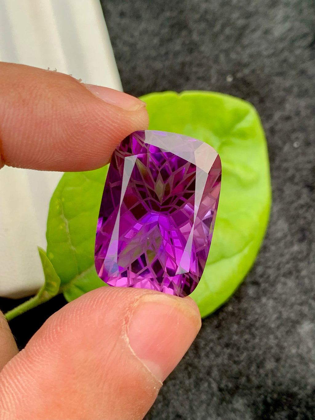 Precision Flower Cut Amethyst Loose Gemstone Big Size - 31.25 Carats