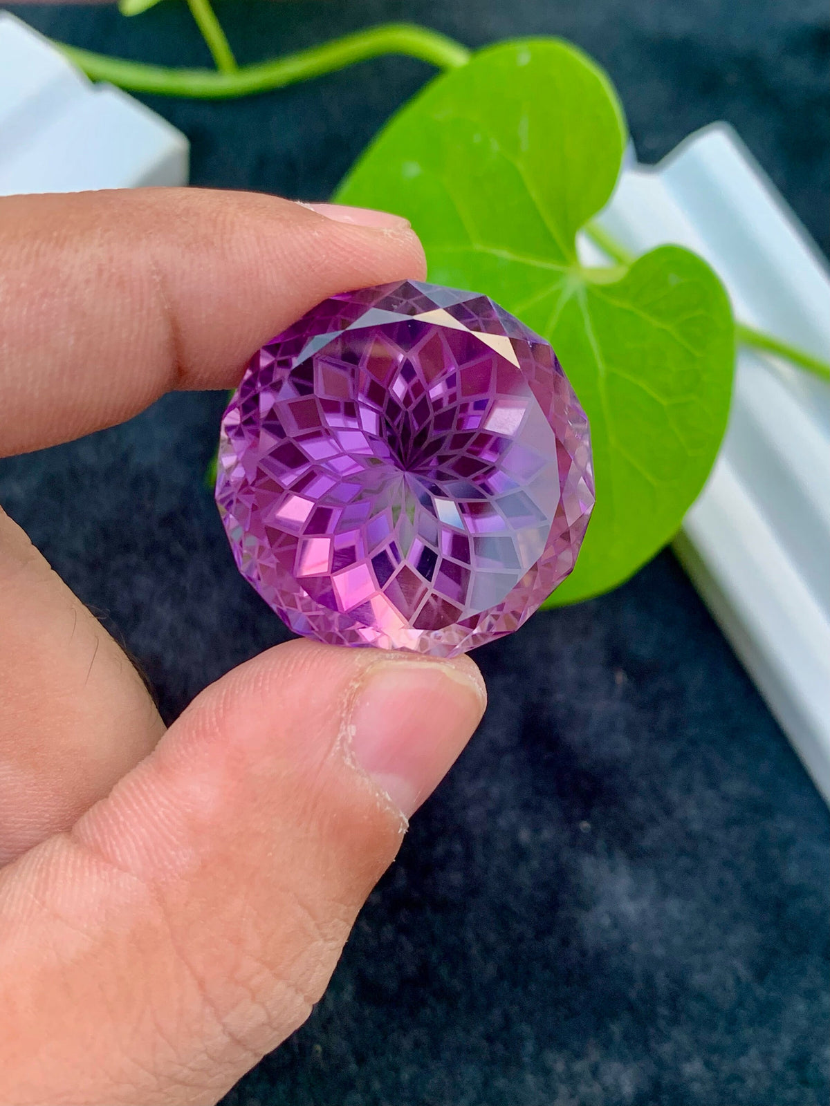 83.65 CT Purple Pink Amethyst Gemstone: Precision Flower Cut, February Birthstone