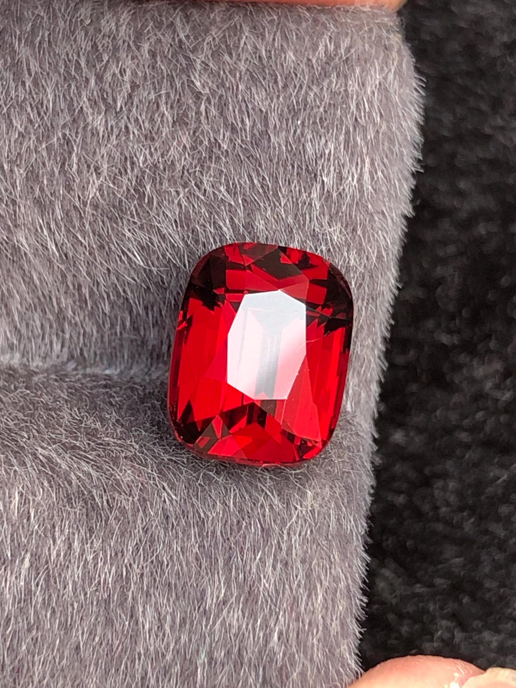 Red Rhodolite Garnet Cushion Cut 3.60 ct from Tanga Mine Tanzania