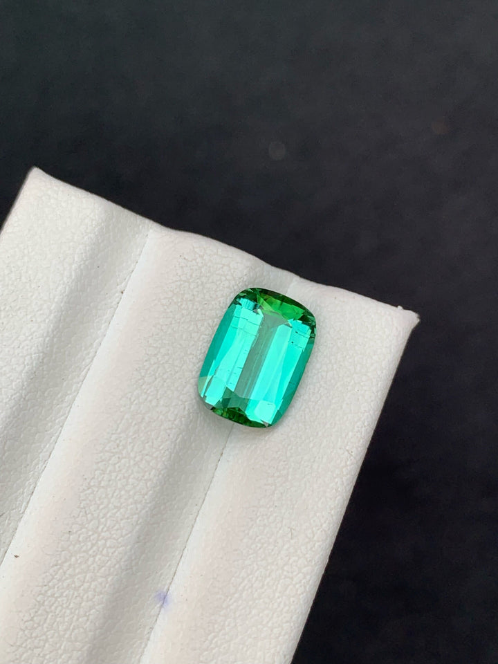 Natural Green Tourmaline Gemstone: Cushion Cut, Afghanistan Origin (11x7x4 MM)