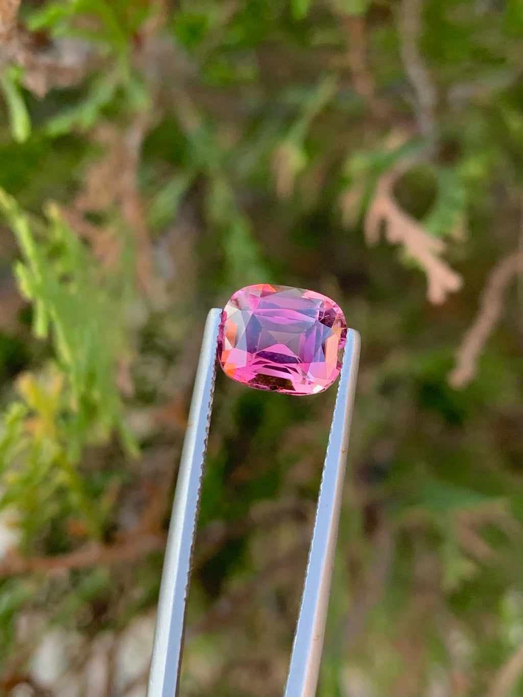 Pink Tourmaline Gemstone: 2.85CT Faceted Cushion Cut, October Birthstone