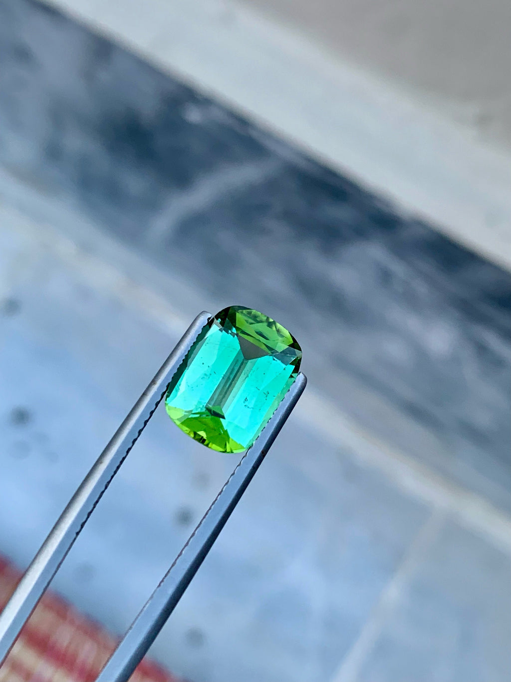 Natural Blue Green Tourmaline Gemstone For Ring Making , Cushion Cut Tourmaline Stone , 4.60 CT