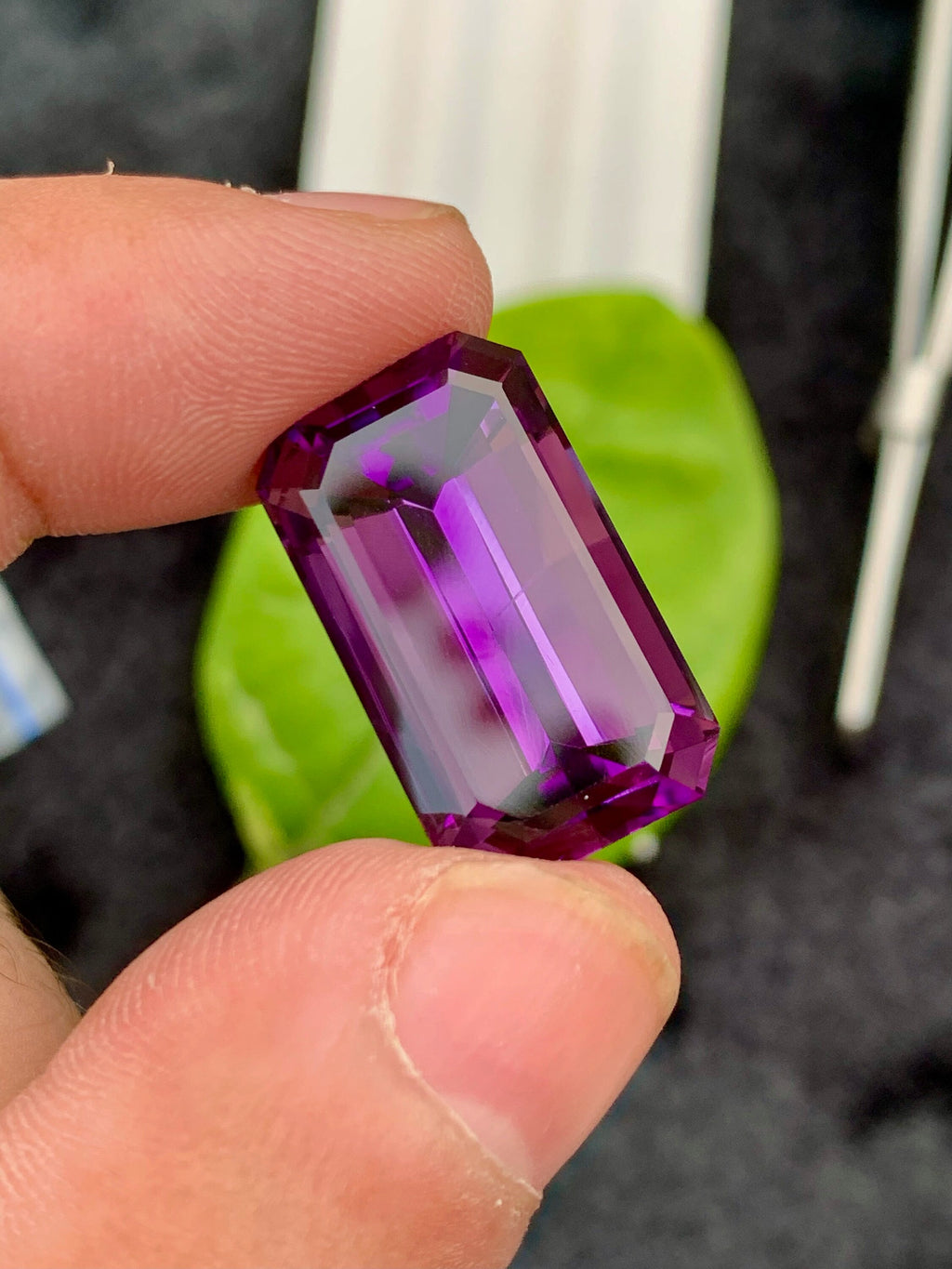 Emerald Cut Amethyst Gemstone: Deep Purple Loose Stone, 22.35 CT