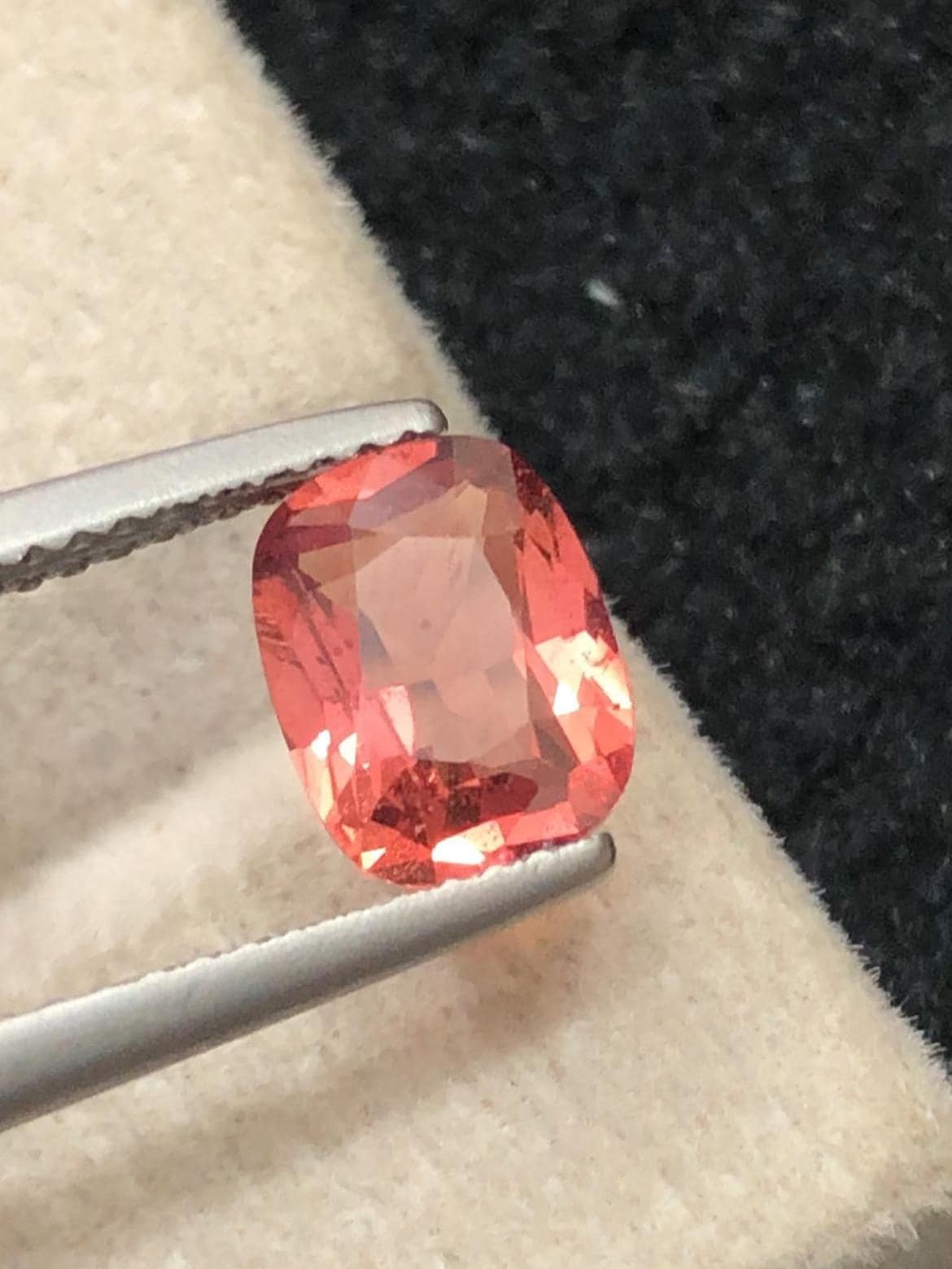 Padparadscha Sapphire 1.53ct Cushion Cut – Sunrise Peach-Pink Brilliance (GRS Certified)