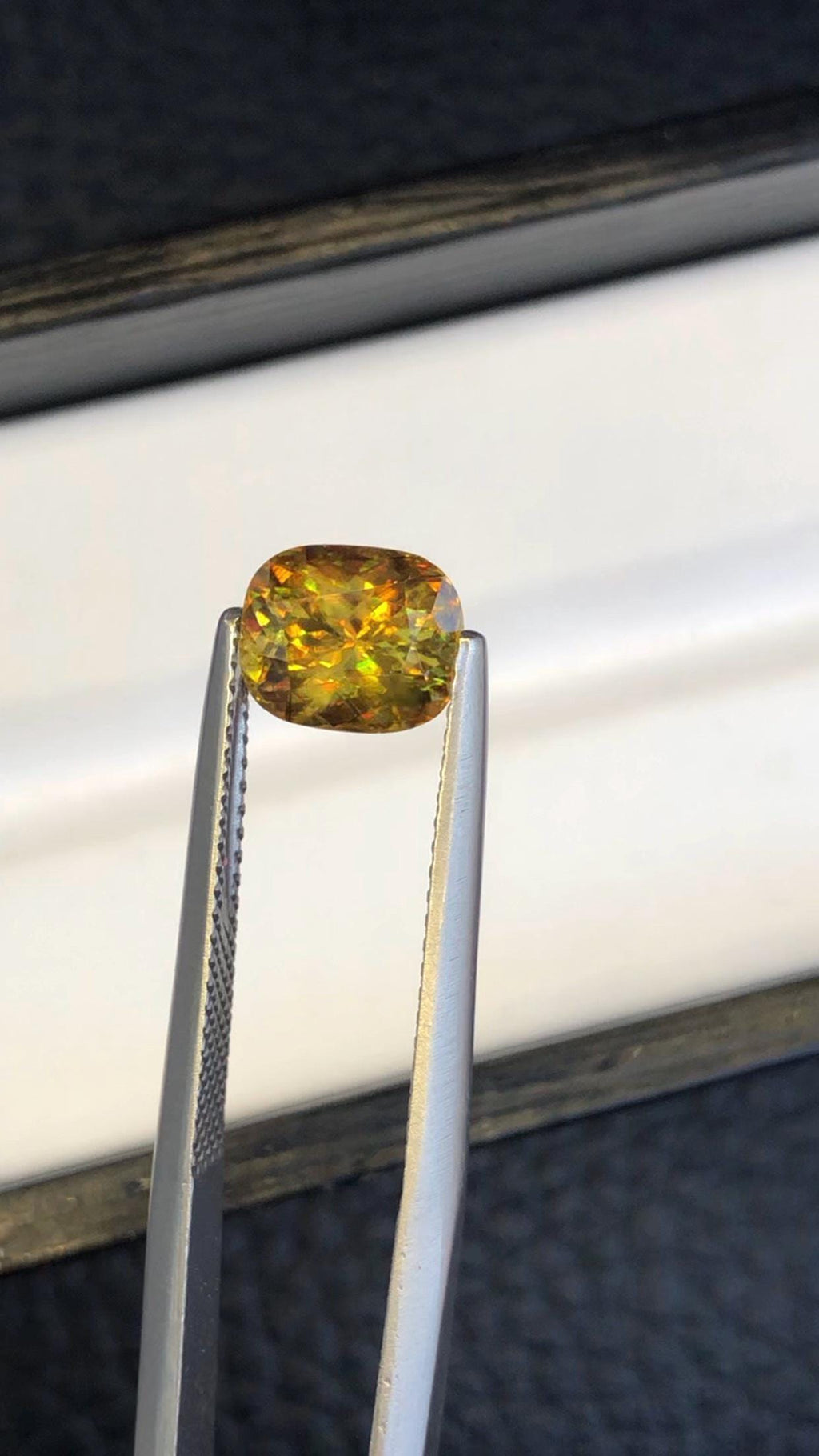 2.10 CT Cushion Cut Sphene Gemstone: Yellow/Red/Orange Titanite