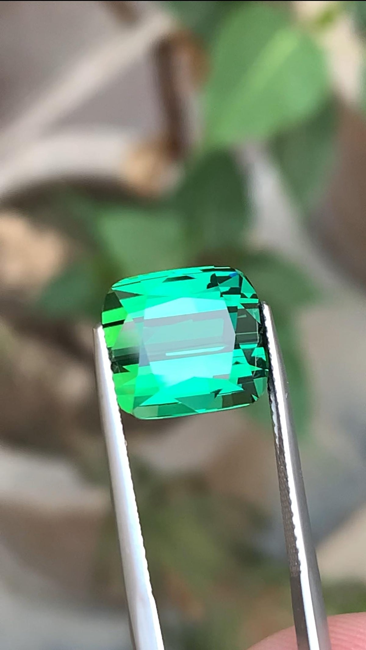 9.70 CT Bluish Green Tourmaline Gemstone: Cushion Cut, Afghanistan Origin