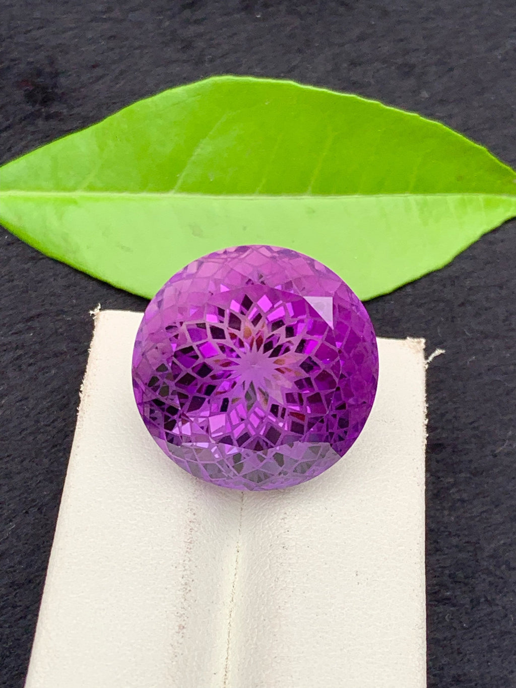 Round Precision Flower Cut Amethyst Loose Gemstone -44  Carats