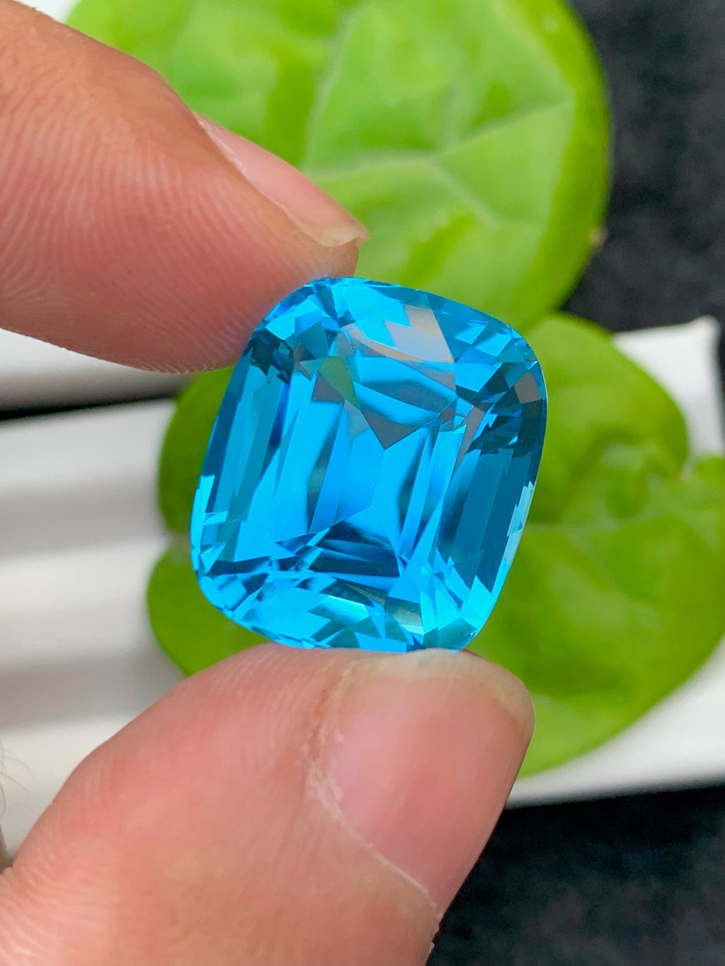 30.30 CT Swiss Blue Topaz Gemstone: Cushion Cut, Flawless IF