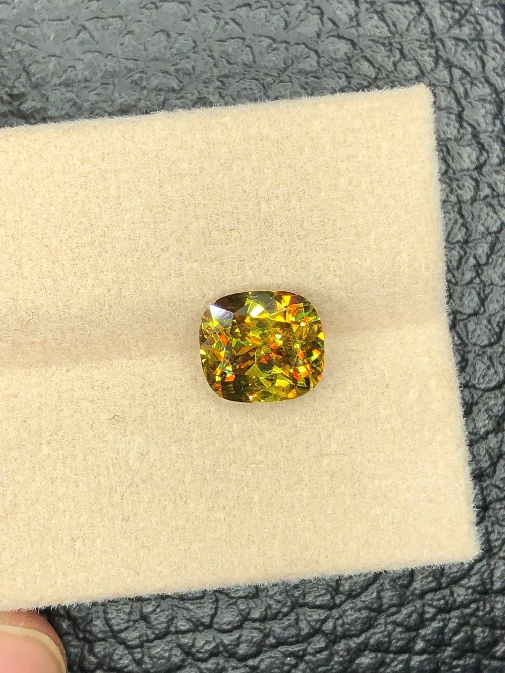 Green Sphene Gemstone: 2.45 CT Cushion Cut Jewelry Stone