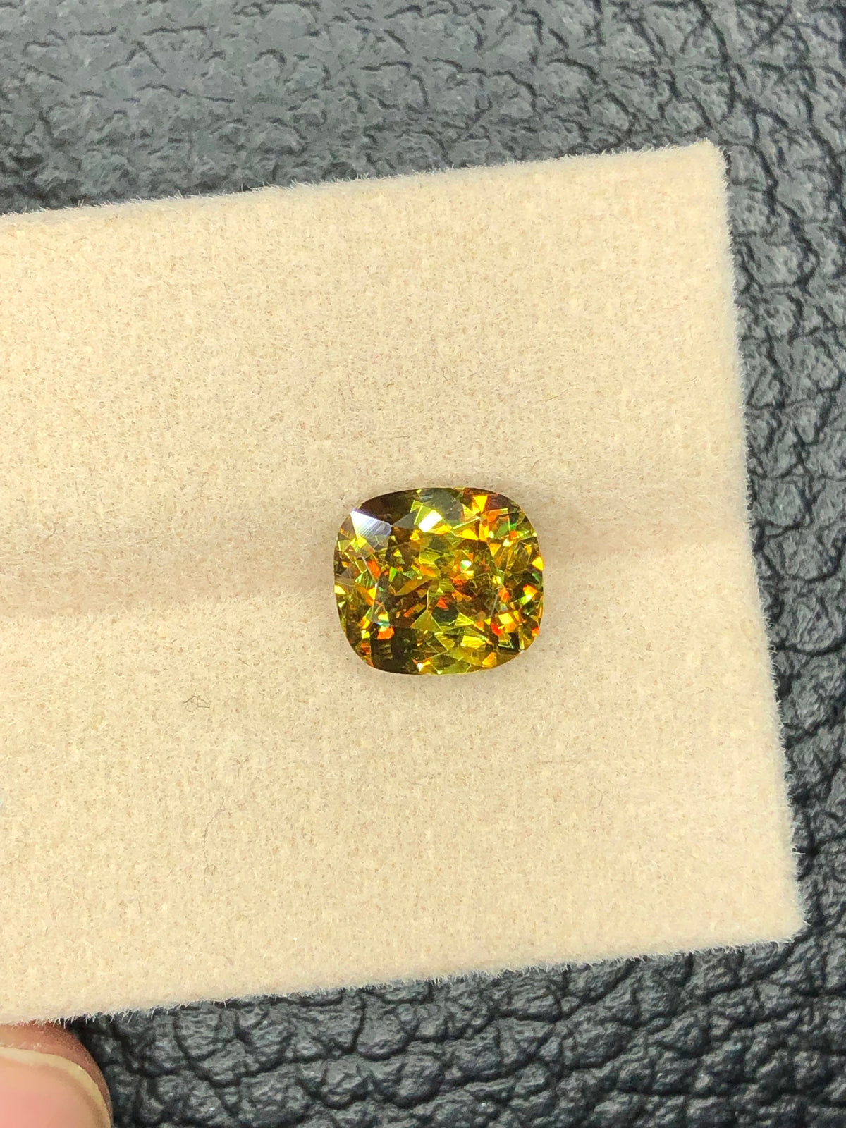 Green Sphene Gemstone: 2.45 CT Cushion Cut Jewelry Stone