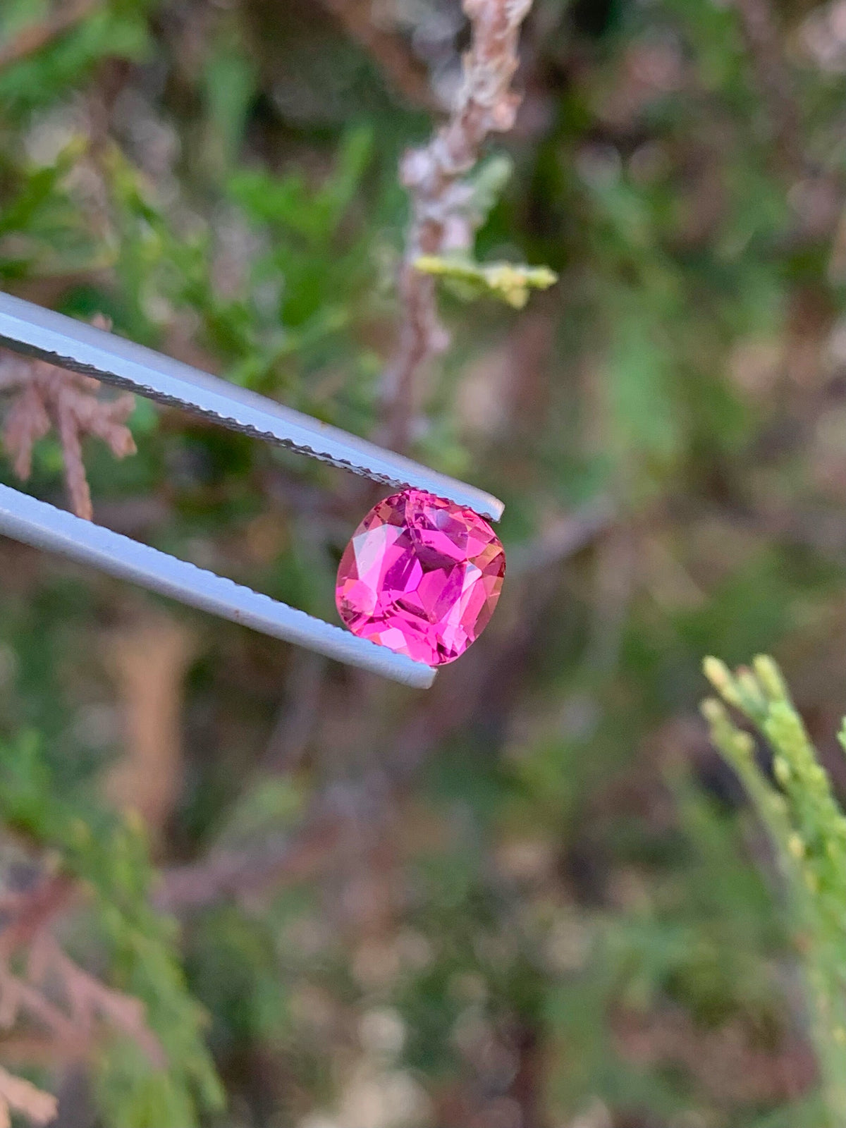 Deep Pink Tourmaline Gemstone: 1.55 CT Cushion Cut Stone