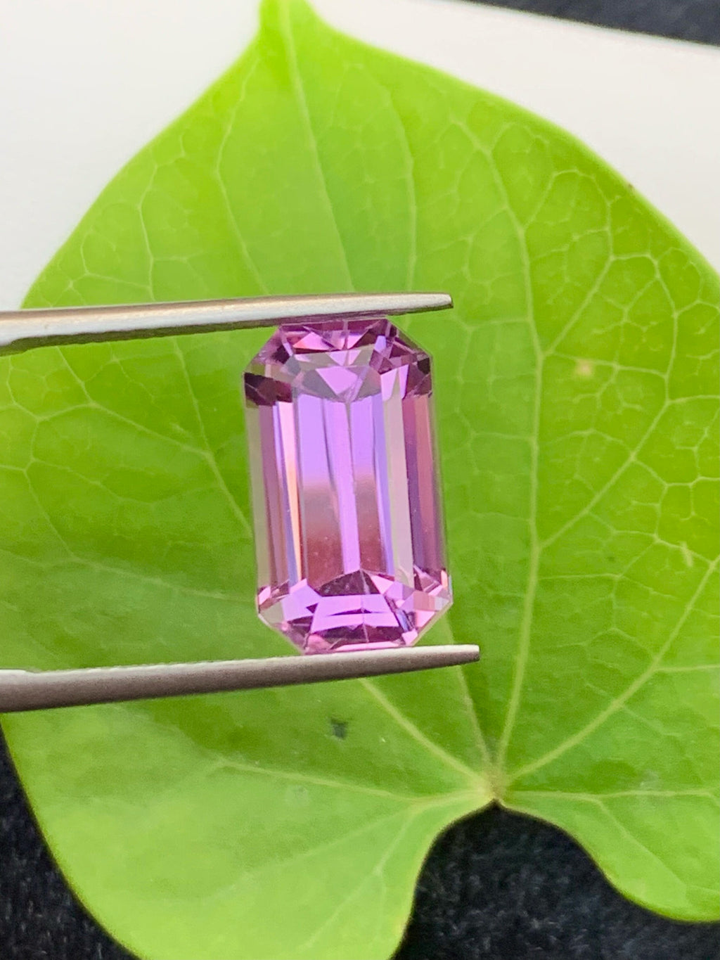 Deep Pink Kunzite Gemstone: Faceted Emerald Cut, 7.70 CT