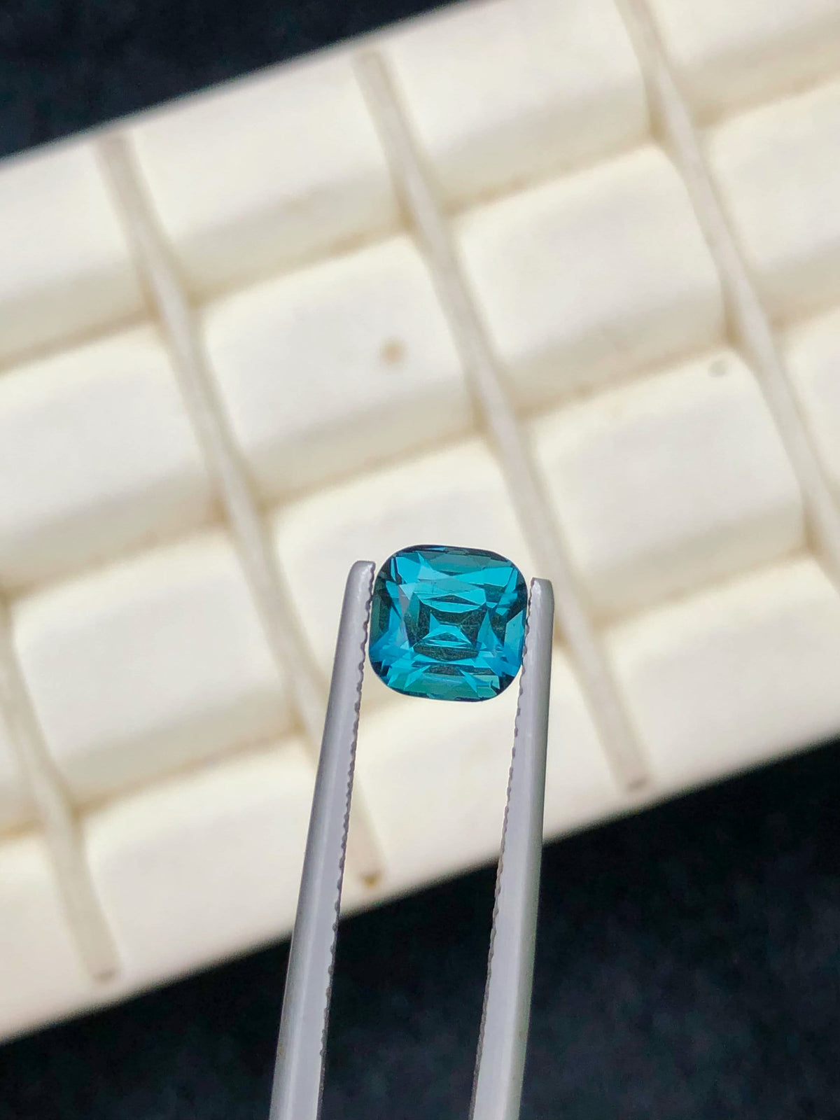 Lagoon Blue Tourmaline Stone: 1.85 CT Faceted Cushion Gemstone