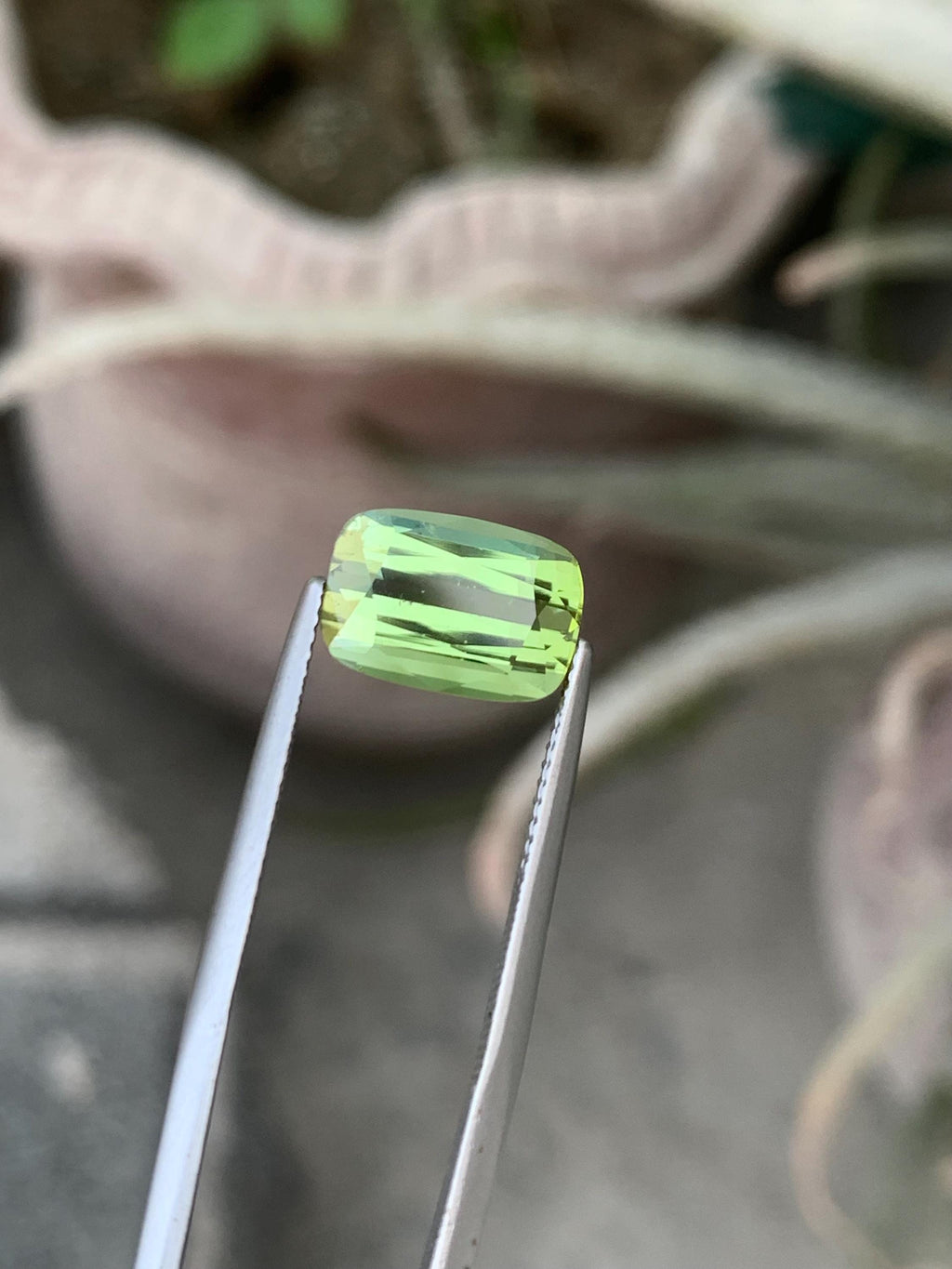 Lime Green Tourmaline Gemstone: 4.95 CT Faceted Cushion Cut