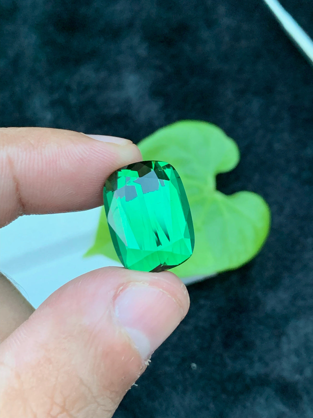 Green Tourmaline Gemstone: 17.75CT Faceted Cushion Cut, Afghanistan Origin