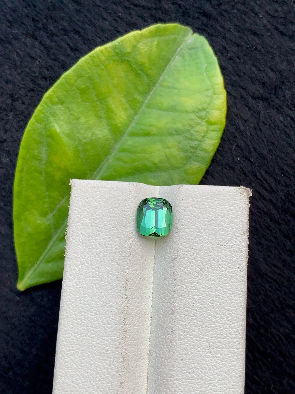 1.5 CT Bluish Green Tourmaline Gemstone: Flawless Cushion Cut