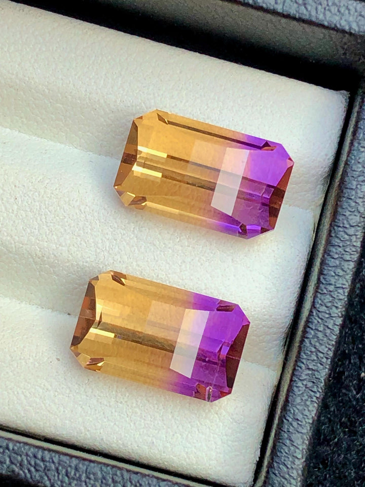 Ametrine 11.85 carat - pixel Cut Bi Color Pair - Brazil