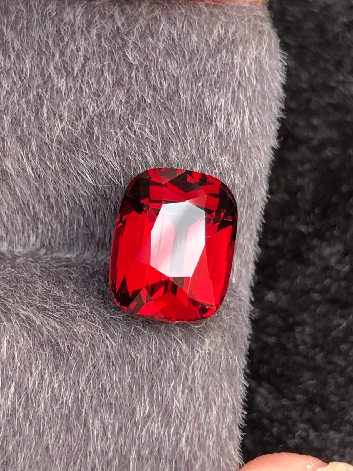 Red Rhodolite Garnet Cushion Cut 3.60 ct from Tanga Mine Tanzania