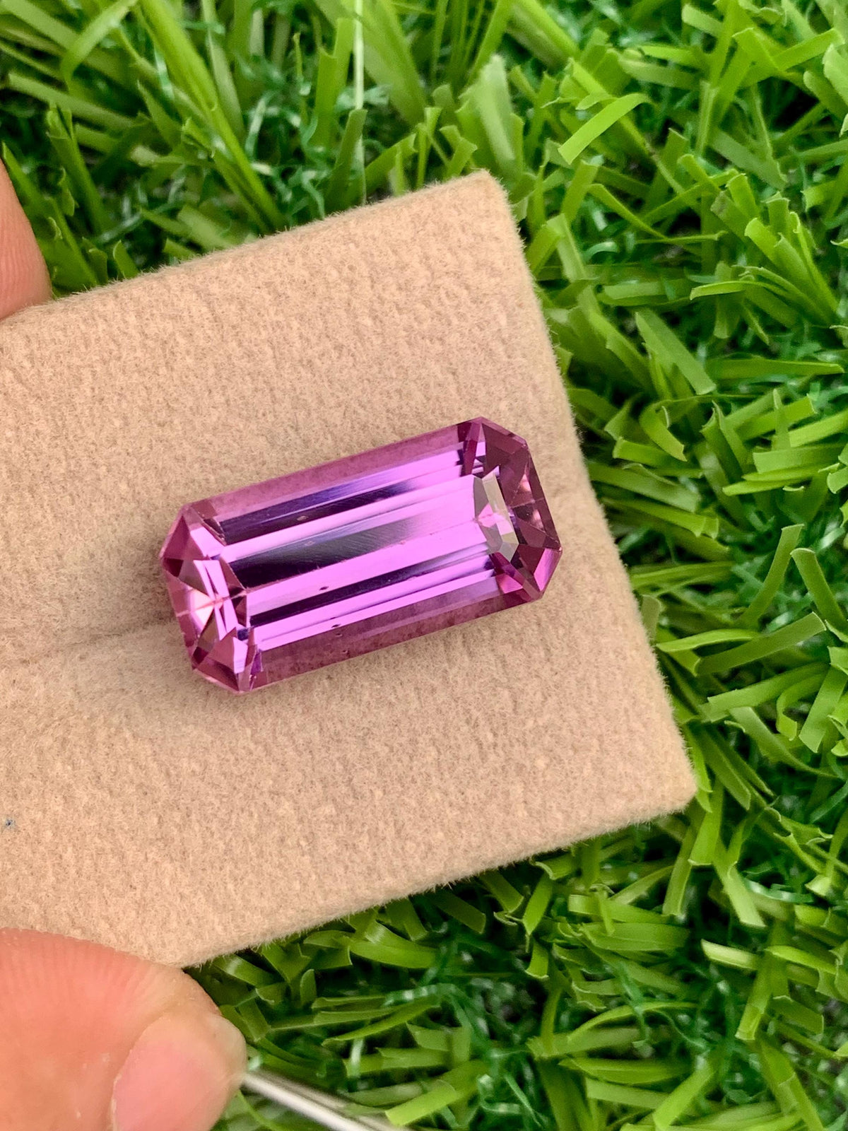 Magenta Kunzite Gemstone Necklace: Faceted Blush Pink Stone, 12.70 CT