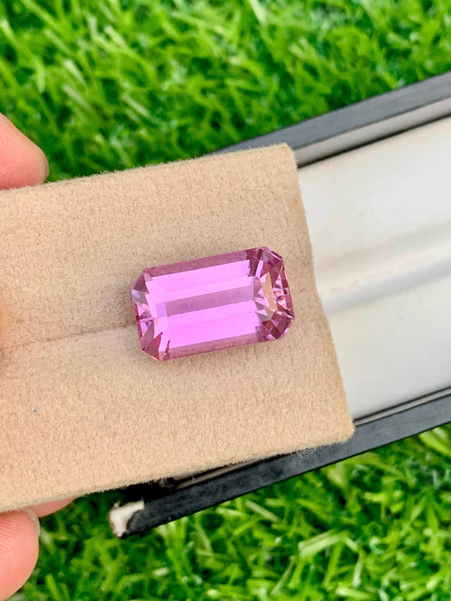 12.25 Carat Pink Kunzite Gemstone: Nigerian Emerald Cut Spodumene