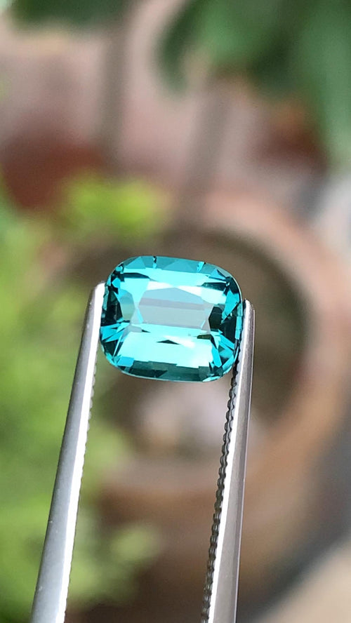1.95 Carat Neon Blue Tourmaline Gemstone | Cushion Cut Natural Loose Stone from Afghanistan