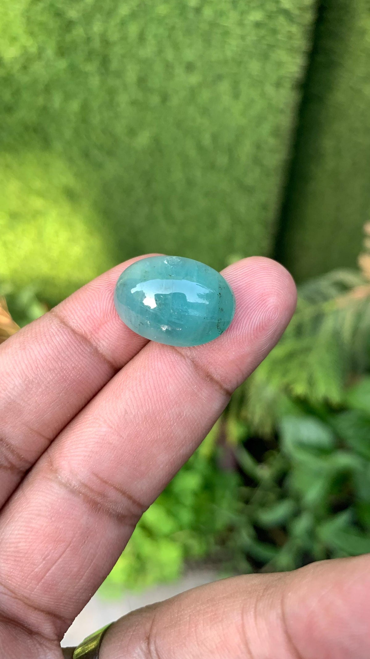 Grandidierite Gemstone Cabochon: Bluish Green, Rare Madagascar Stone, 17.85 Carats