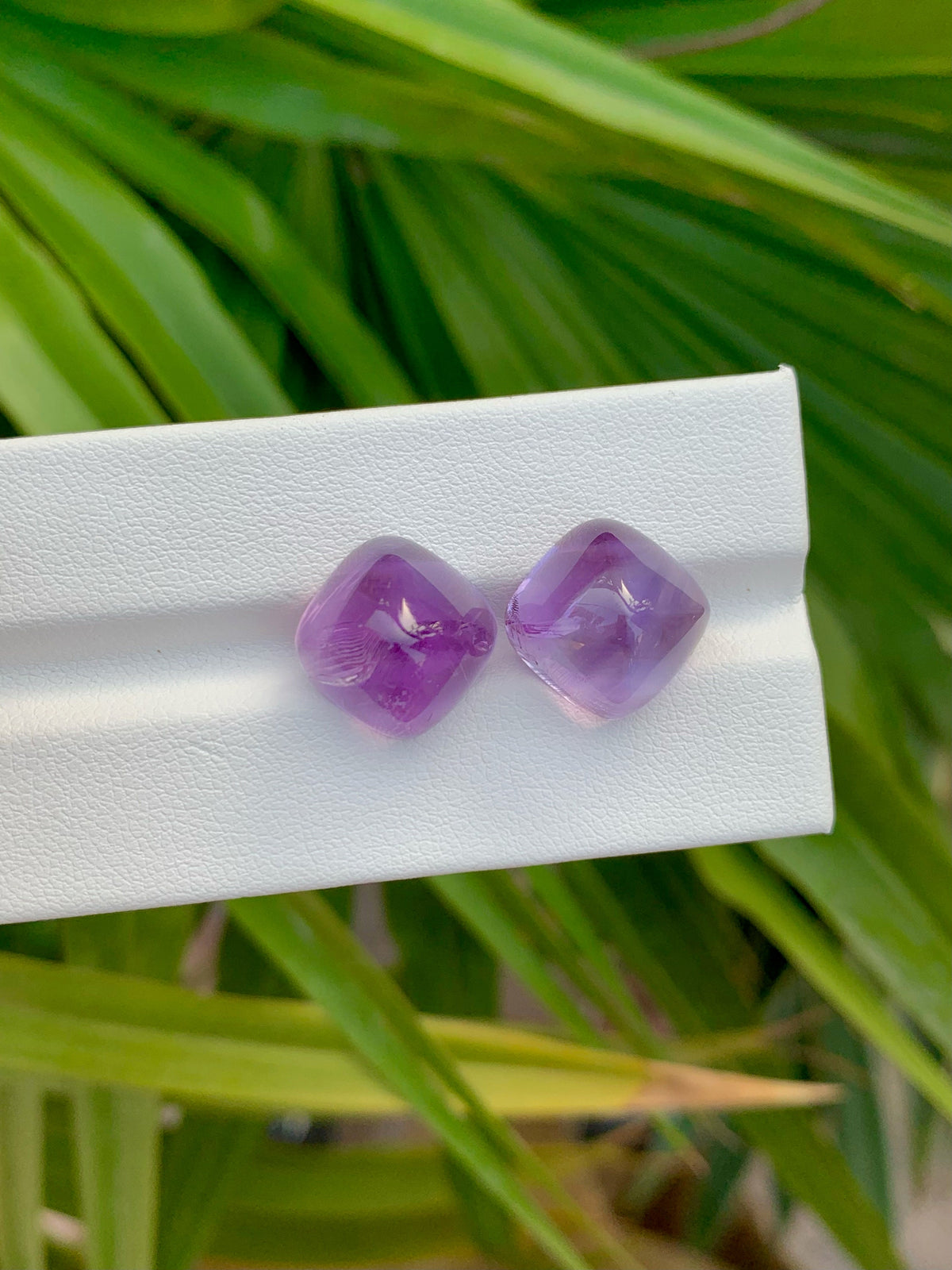 Amethyst Cabochon Pair: Deep Purple Sugarloaf Gemstones, 20.55 Carat