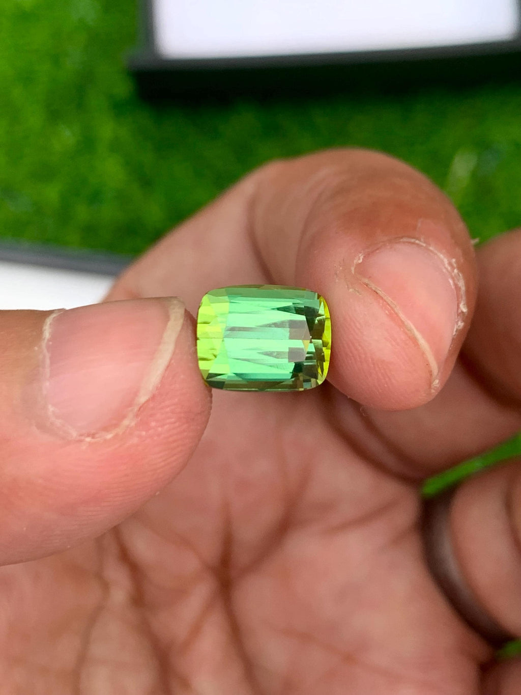 4.35 CT Bluish Green Tourmaline Gemstone: Cushion Cut Ring Stone