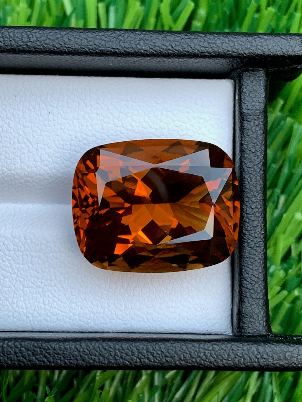 Mahogany Orange Citrine Gemstone: 21 CT Fancy Cushion Cut