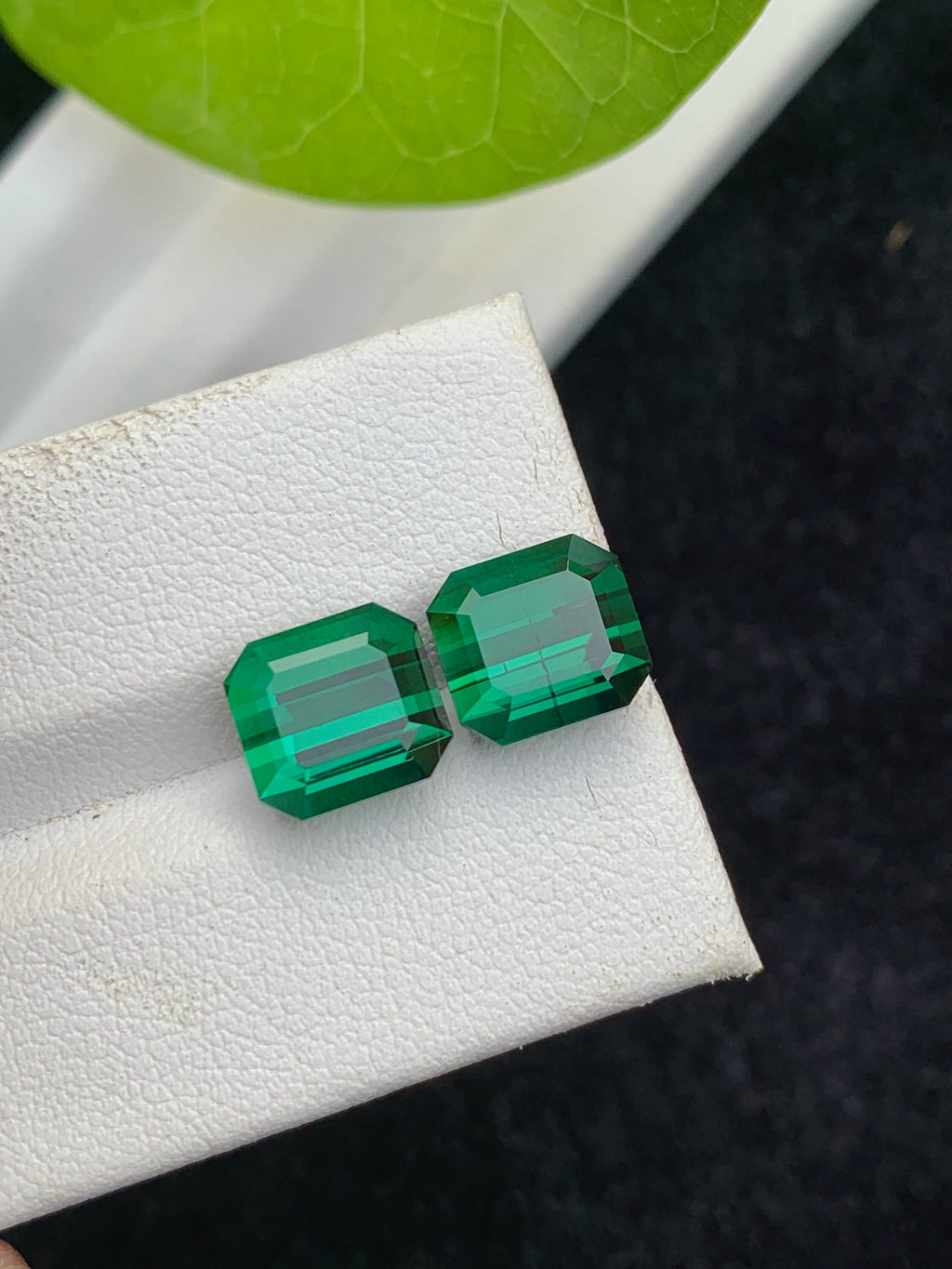 Emerald Cut Forest Green Tourmaline Pair: 8.80 CT Afghanistan Gemstones